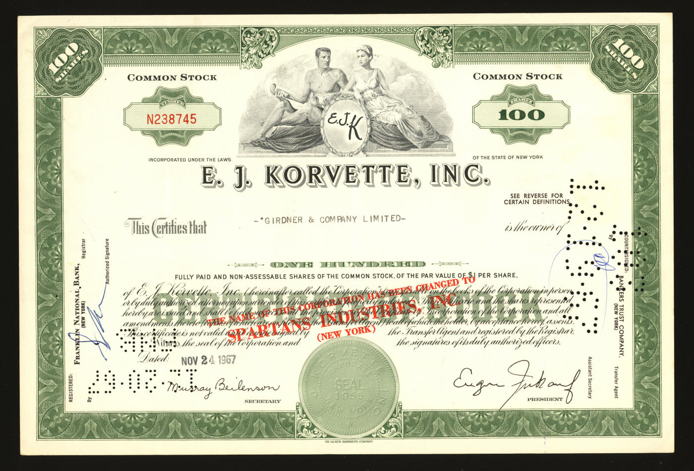 泓盛2025年秋季拍卖会 纸币 美国20世纪30-70年代公司股票共18枚，品种多样，全新，敬请预览