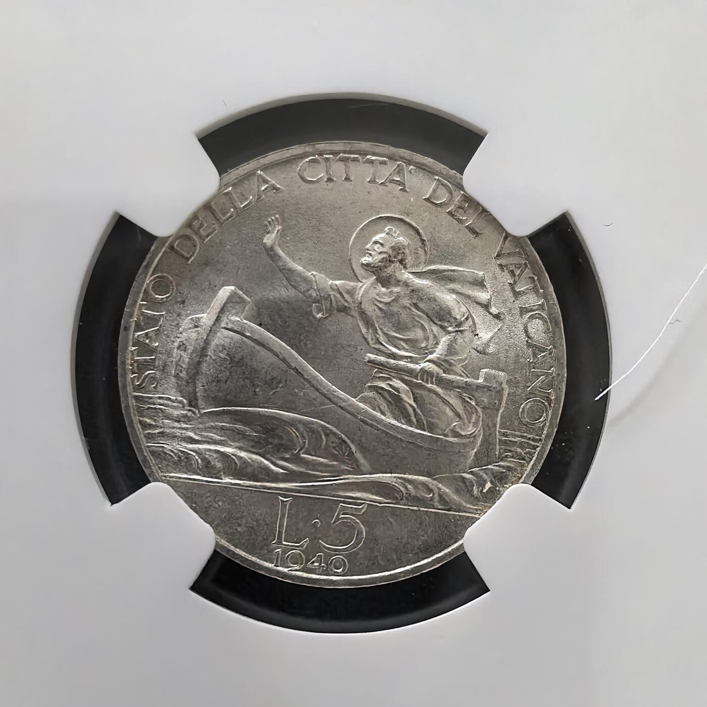 道一币馆币章第一百五十一场 NGC MS63 梵蒂冈1940年5里拉银币