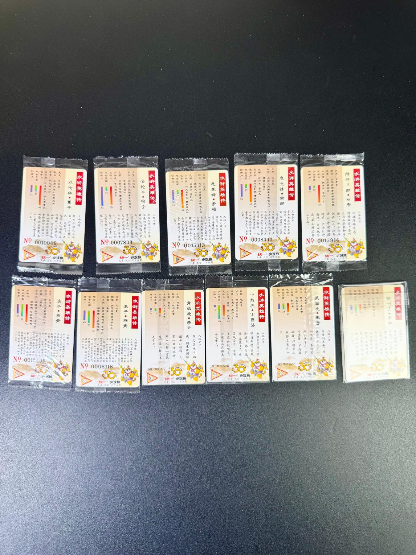 NO.13 好又多金牌大场，每周一站式配齐，方便凑单！（周6晚8点截拍，卖家送拍0抽成！） 小浣熊30周年 水浒英雄传 大编号+小编号面卡 11张 默认官瑕无售后介意勿拍