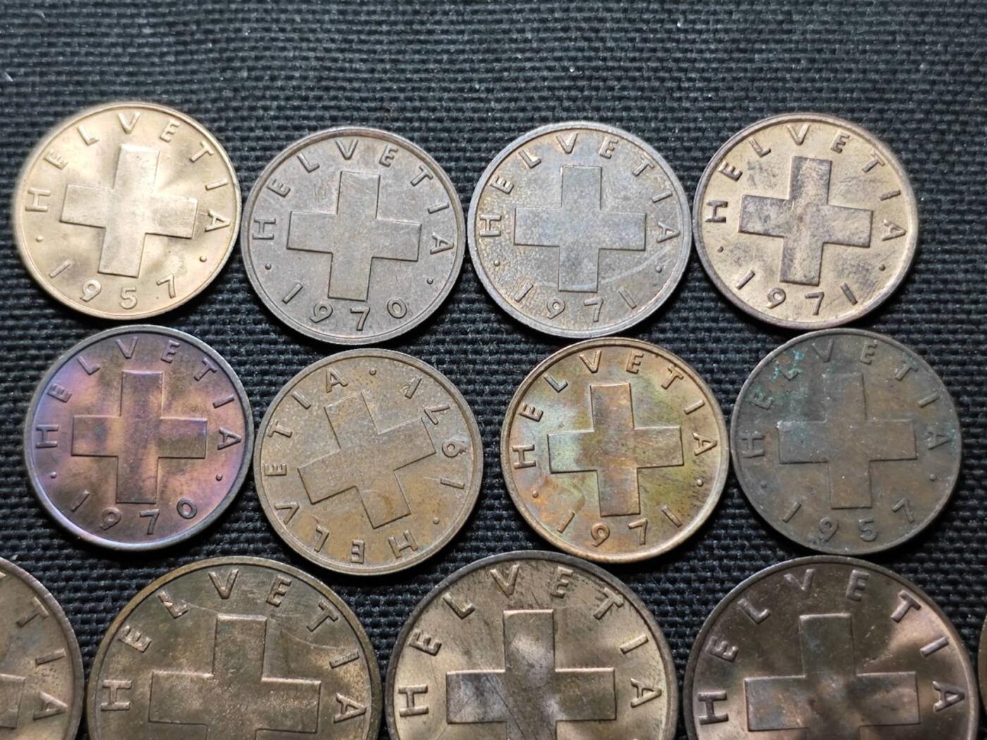 KK钱币收藏小铺 第355场 2月预留时间 周末发货  瑞士铜镍一组13枚