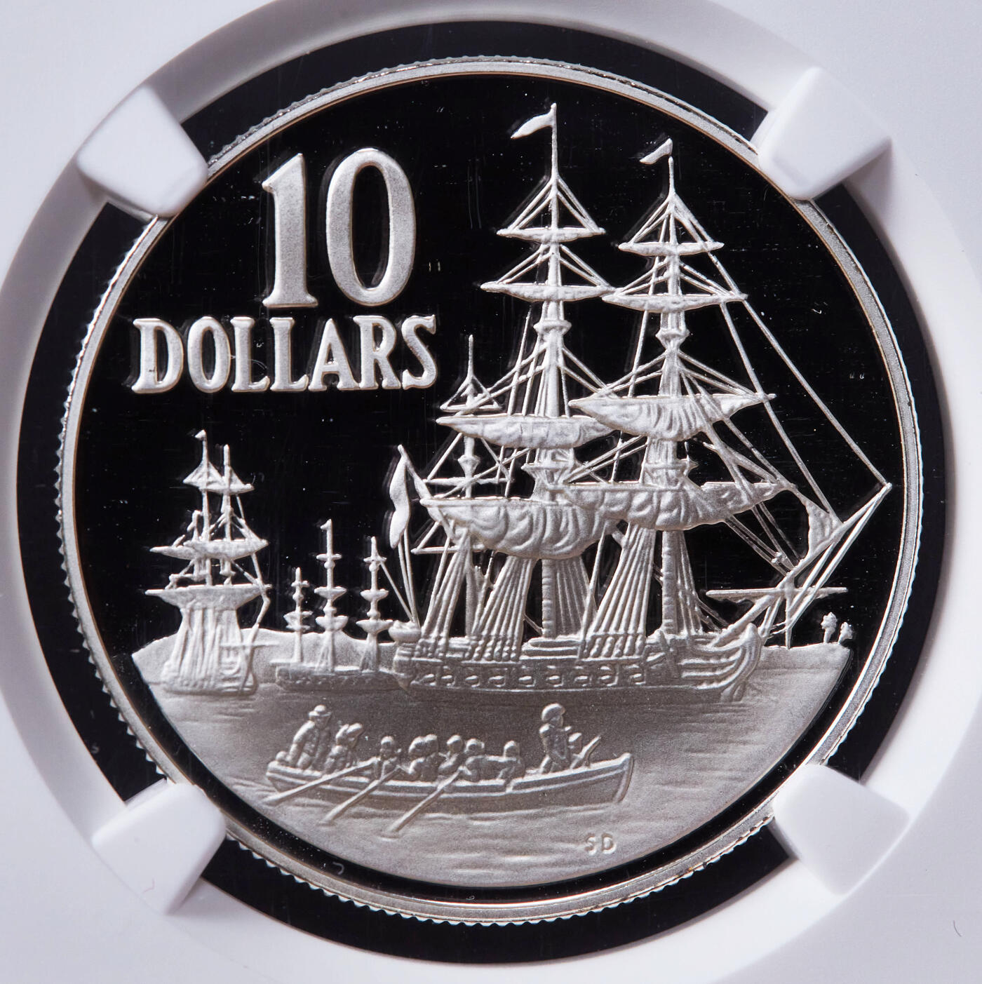 【俄甄集藏】2025年(044)11-12星期三晚 19:30 全场包邮 澳大利亚1988年纪念海军上将亚瑟·菲利普抵达悉尼建立殖民地200周年10元精制银币，NGC PF69UC，重20克，92.5%银，发行量80099枚