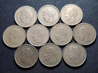 KK钱币收藏小铺 第355场 2月预留时间 周末发货 - 比利时20法郎一组10枚 