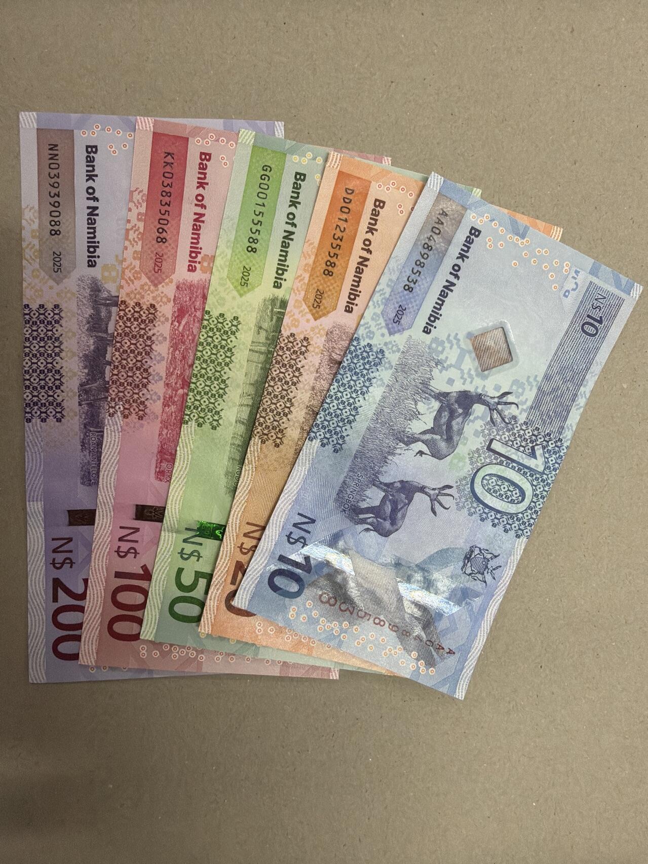 新版2025年纳米比亚10-200元套币（尾一同套币） （竞价）尾8