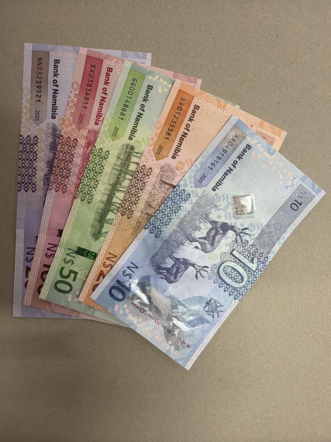 新版2025年纳米比亚10-200元套币（尾一同套币） 尾1