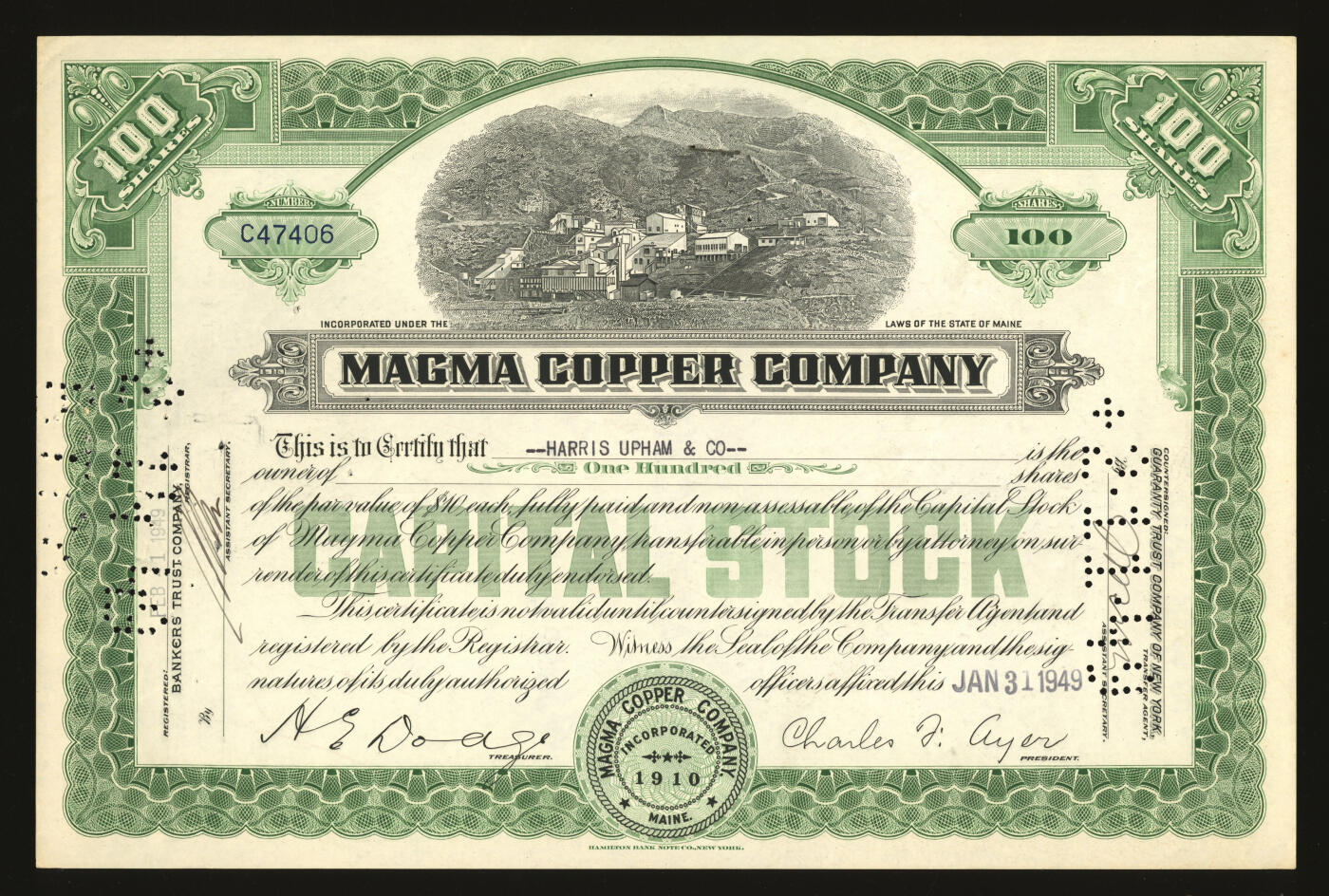 泓盛2025年秋季拍卖会 纸币 美国20世纪30-70年代公司股票共18枚，品种多样，全新，敬请预览