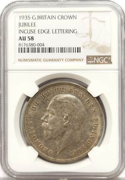 博洋堂世界钱币拍卖第143期（全场包邮） - NGC AU58 英国1935年乔五木马剑银币，转光明显