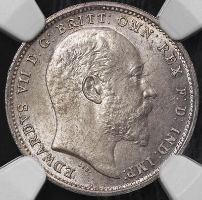 修遠堂世界钱币第八十九期 - NGC MS65 1905年英国4便士银币 濯足币