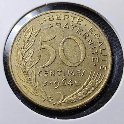 KK钱币收藏小铺 第355场 2月预留时间 周末发货 -  1964法国50分铜币 不多见纲目品种