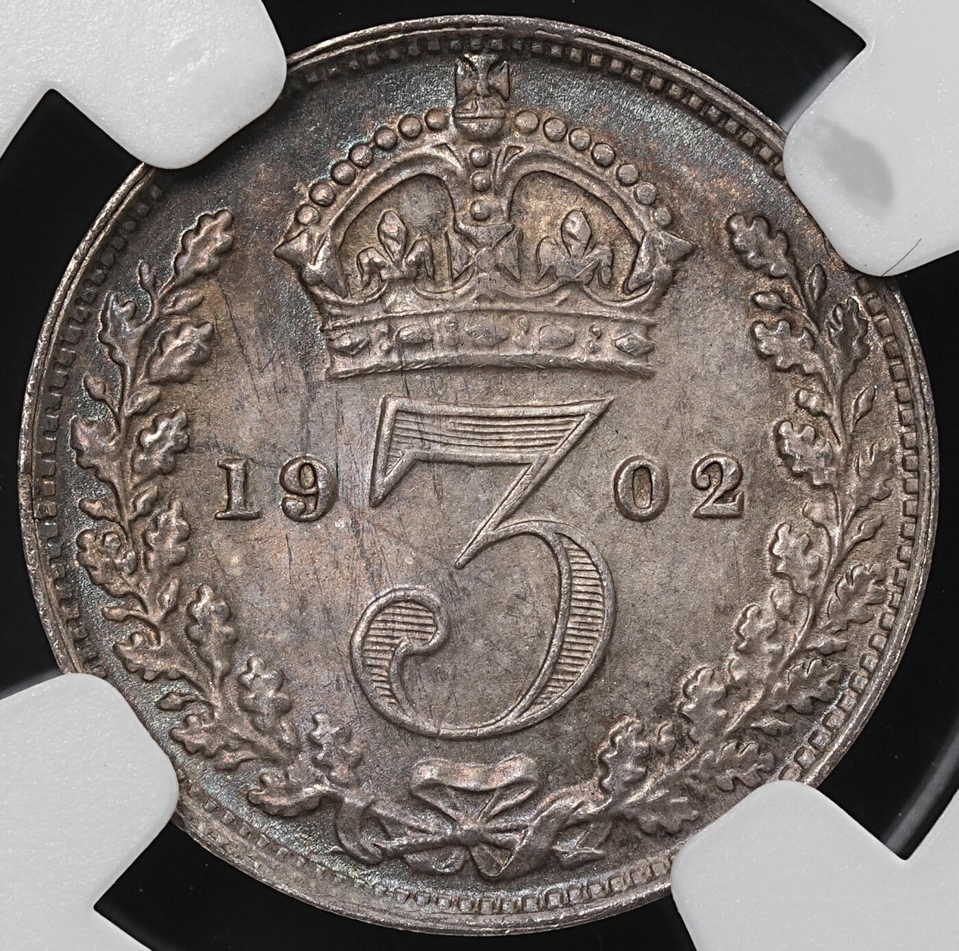 修遠堂世界钱币第八十九期 NGC MS62 1902年英国3便士银币