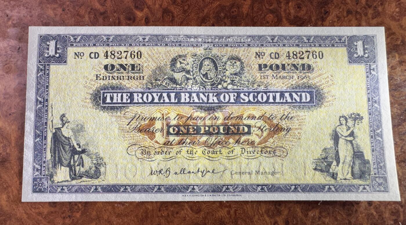 得物收藏 Chase Auction 第34期 - - 外钞、民国钞和人民币混合场！持续更新中！ 苏格兰皇家银行1镑，品相如同！