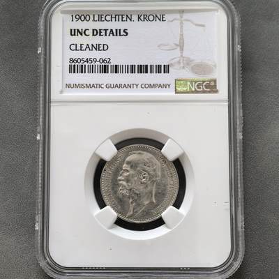 道一币馆币章第一百五十一场 - NGC UNC 列支敦士登1900年约翰二世1克朗银币 50000