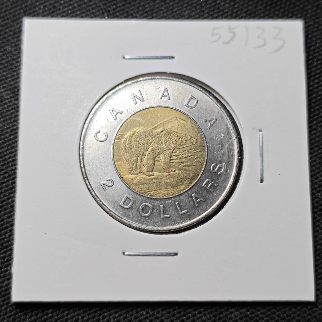 KK钱币收藏小铺 第355场 2月预留时间 周末发货  2009加拿大2元 好品