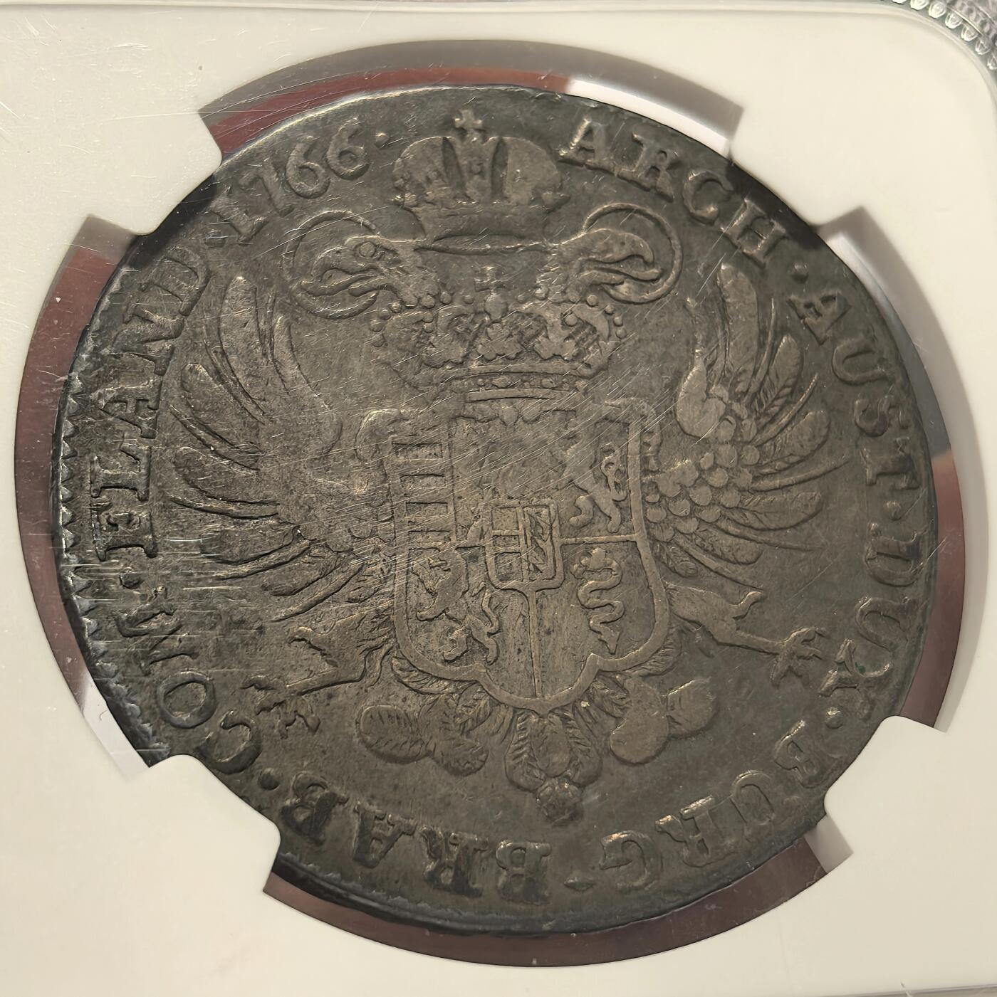 博洋堂世界钱币拍卖第143期（全场包邮） NGC F15 奥属尼德兰1766年布鲁塞尔造币厂1KT大银币，包浆厚重，值得入手