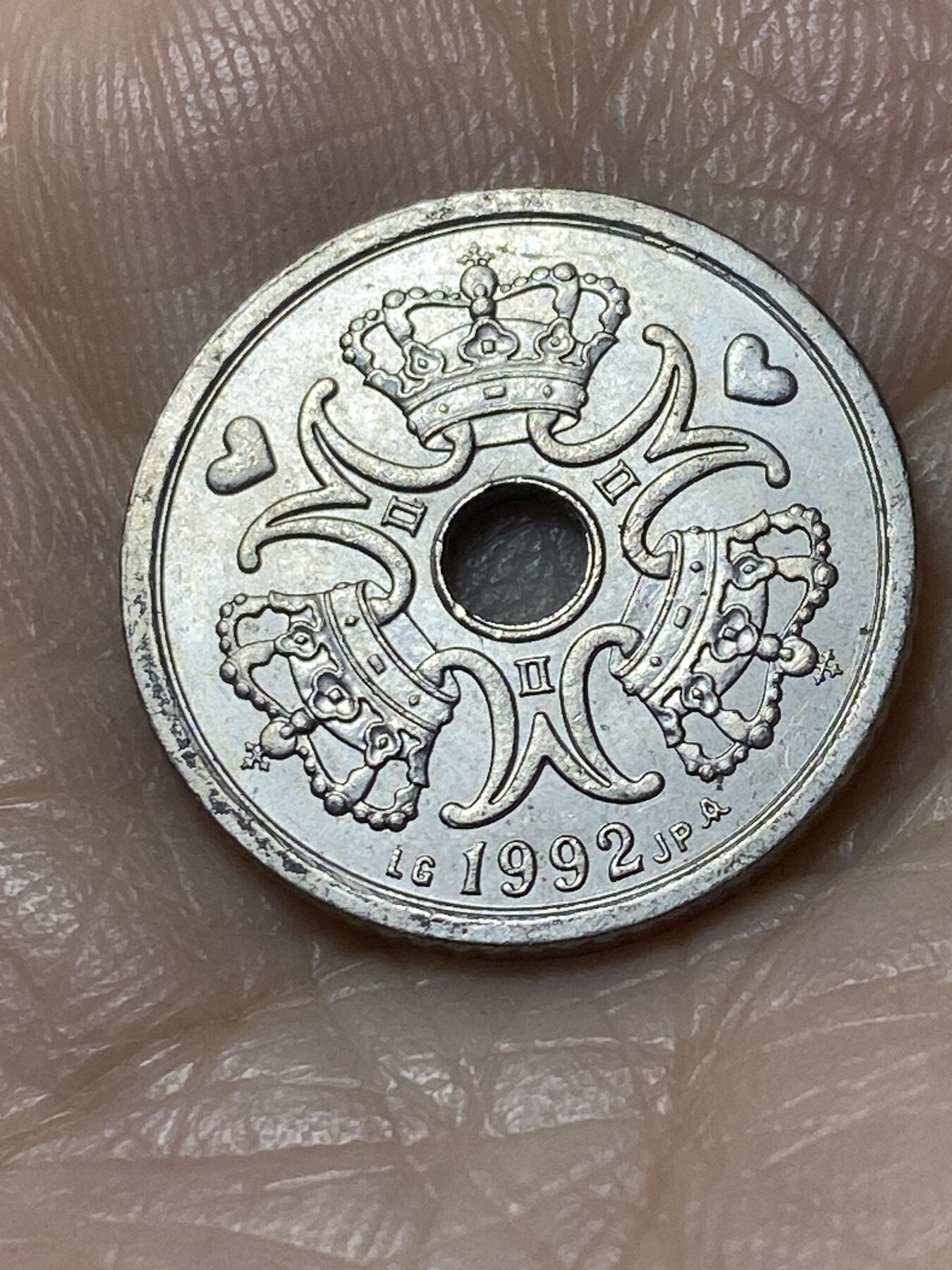 2025年第一百一十一场(总第一百三十七场）外国好品散币(免佣金) 丹麦🇩🇰1992年1克朗(玛格丽特二世，LG; JP; A版)