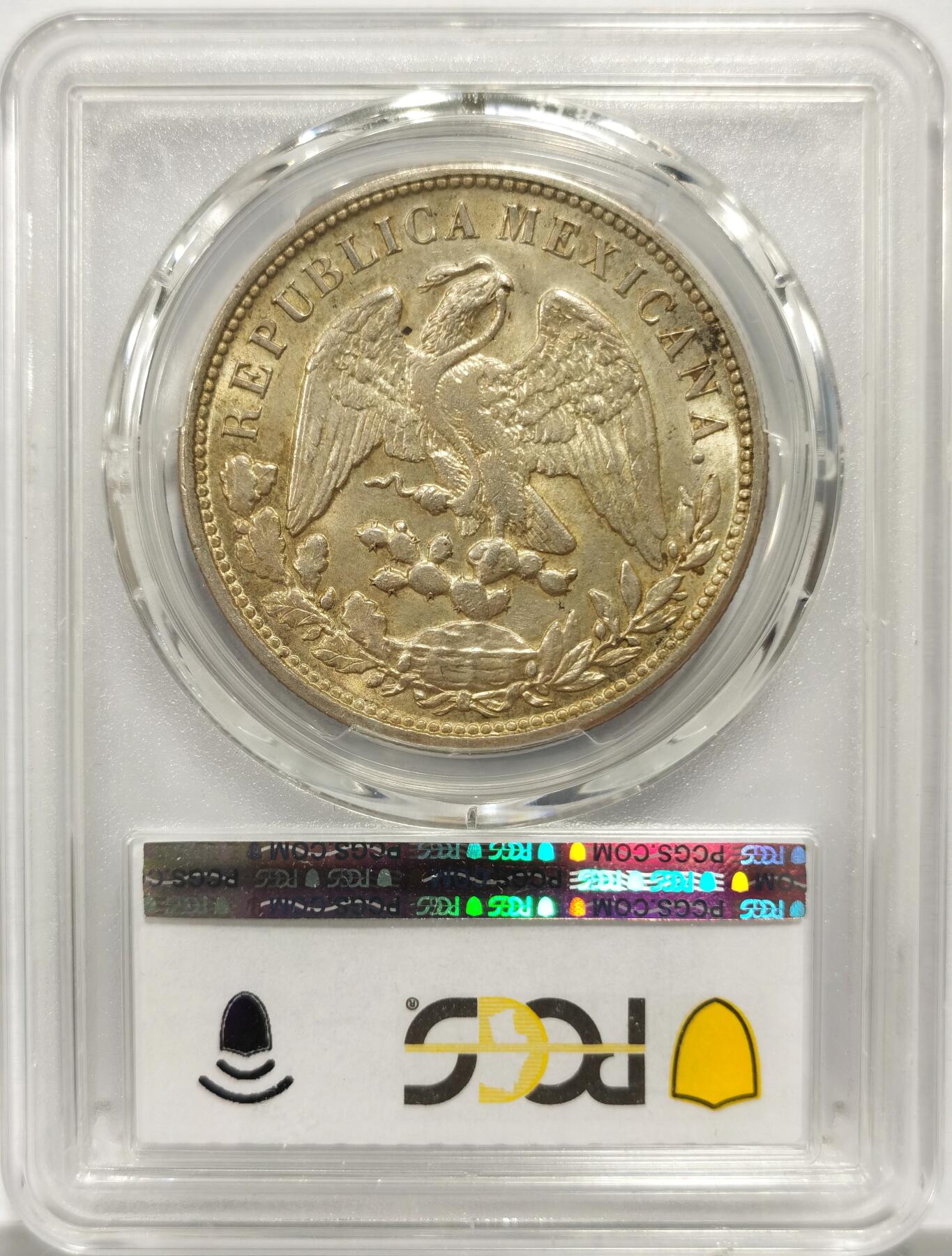 博洋堂世界钱币拍卖第143期（全场包邮） PCGS MS62 墨西哥1898年MO AM版直边鹰洋后铸版，淡淡黄油包浆