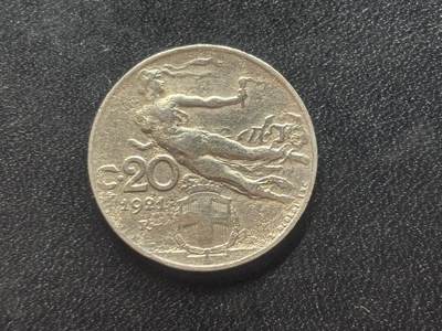 邮泉阁限时拍卖第三十一场 各国硬币专场（硬币在国外。请付邮费6元。） - 意大利王国1921年20分
