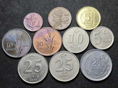 KK钱币收藏小铺 第355场 2月预留时间 周末发货 -  土耳其一组大小面值18枚