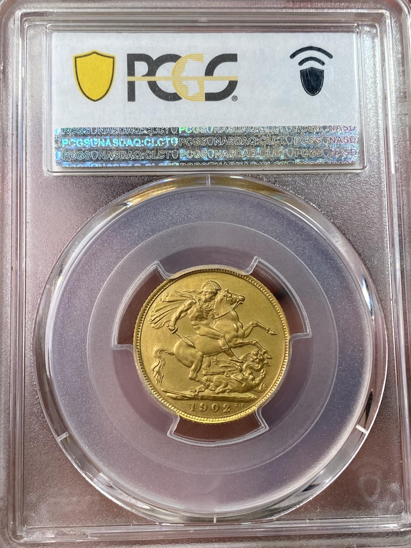 万国钱币拍卖第053期【万国秋季大拍上●周五周六两场连拍】 PCGS PR63 1902年英国爱德华七世1索维林金币 精制MATTE磨砂工艺 发行量仅15000枚 7.99g 917金