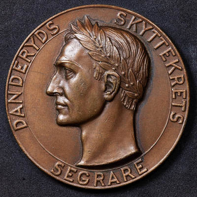 【俄甄集藏】2025年(044)11-12星期三晚 19:30 全场包邮 - 瑞典1948年古斯塔夫五世头像丹德吕德市射击节优胜铜质奖章，授予G·韦斯特曼，直径：54mm，重量：71.32克