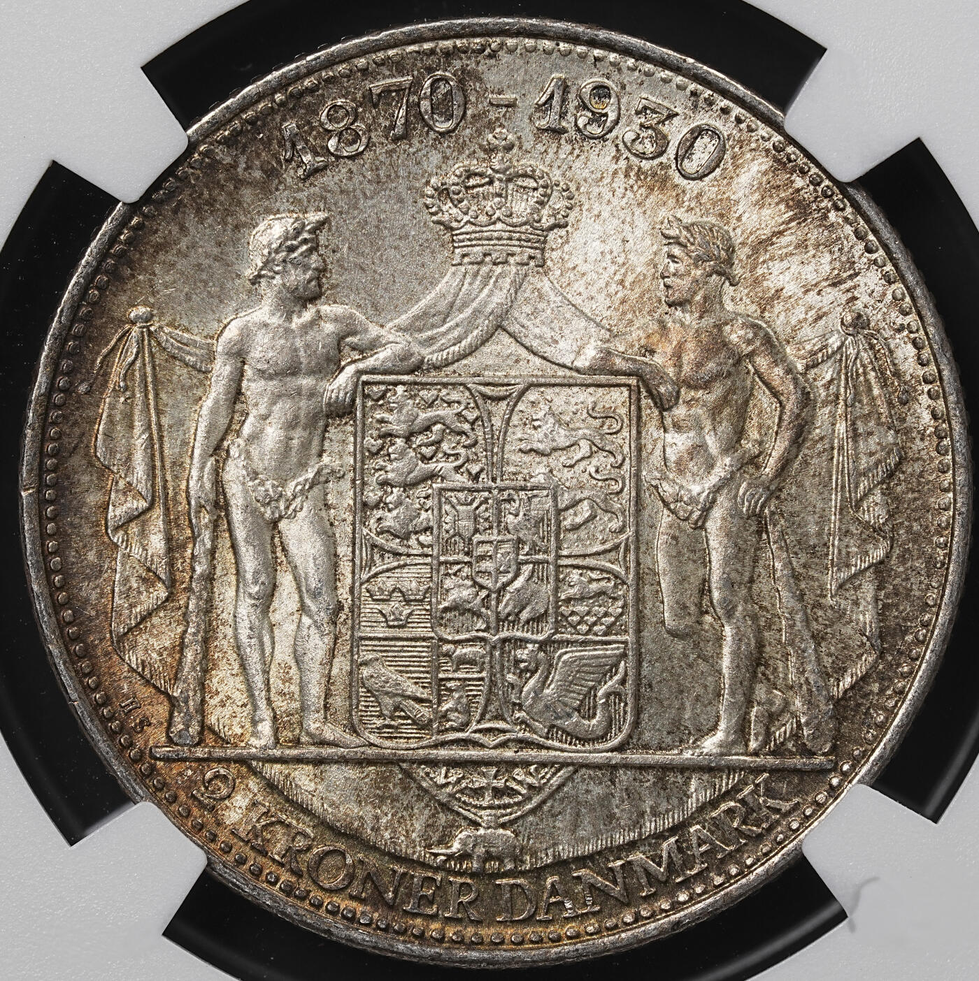 修遠堂世界钱币第八十九期 NGC MS65 1930年丹麦国王60大寿纪念2克朗银币