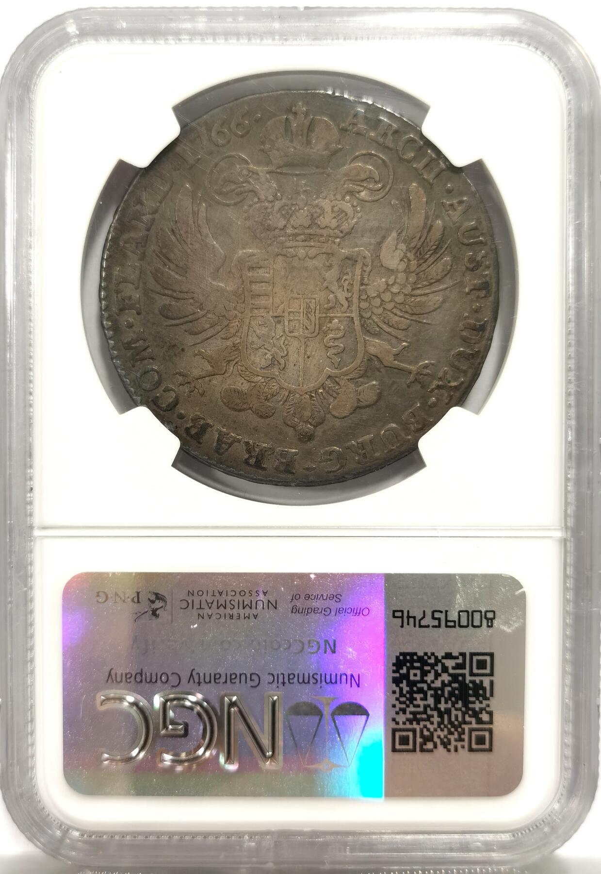 博洋堂世界钱币拍卖第143期（全场包邮） NGC F15 奥属尼德兰1766年布鲁塞尔造币厂1KT大银币，包浆厚重，值得入手
