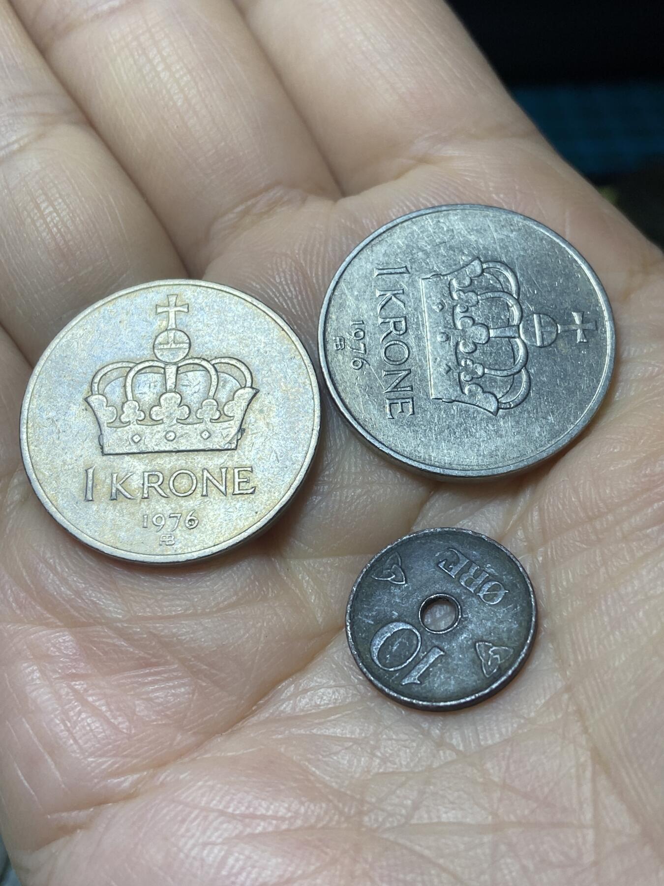 2025年第一百一十一场(总第一百三十七场）外国好品散币(免佣金) 挪威🇳🇴3枚：1976年1克朗，1941年10欧尔