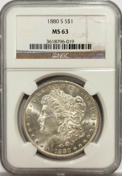 博洋堂世界钱币拍卖第143期（全场包邮） - NGC MS63 美国1880年S版摩根大银币