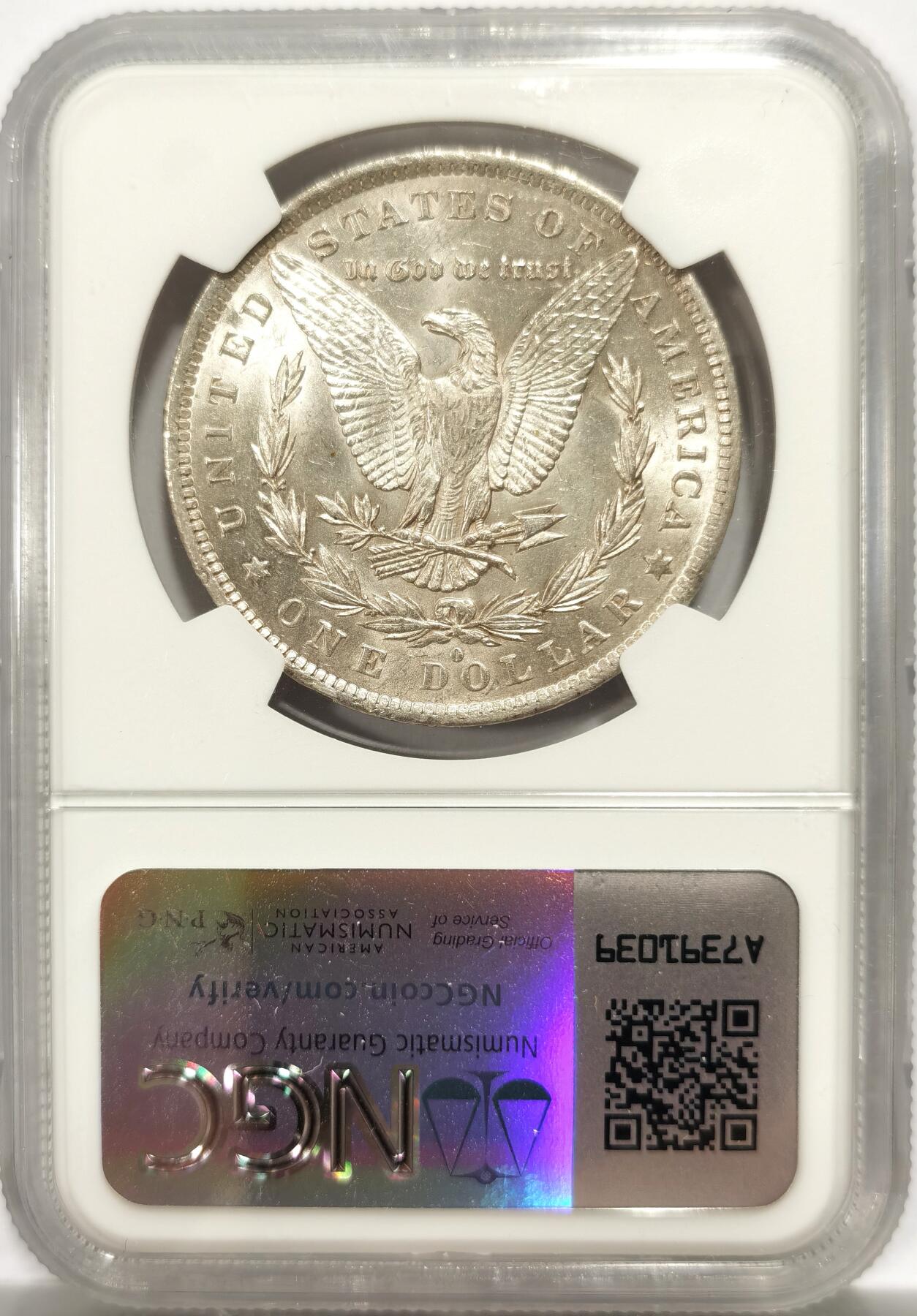 博洋堂世界钱币拍卖第143期（全场包邮） NGC MS64 美国1884-O摩根女神大银元，双面性感淡黄油彩包浆，双面车轮转光，底板清爽干净，字口全深打，摩根女神发丝根根缕缕分明清晰，白头海雕胸毛爆满，翅膀细节犀利割手，品相状态总体在线！