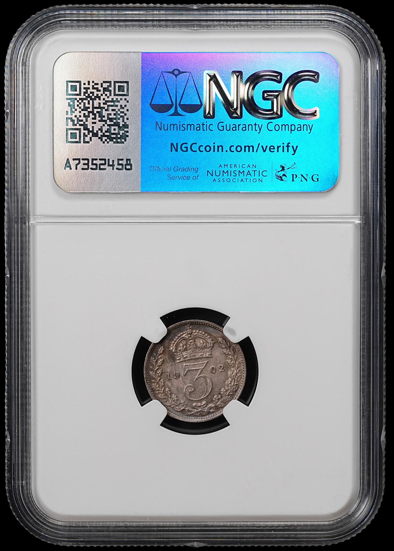 修遠堂世界钱币第八十九期 NGC MS62 1902年英国3便士银币