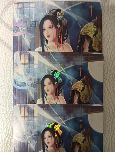 花开卡拍第43期（10月19号周日截拍，品控勿拍!!!拍品不寄存，运费5元，自制卡难免瑕疵，可能存在轻微撞角爆边等出厂瑕疵，品控介意勿拍！） - 燎原魅系列 虞姬 彩闪三渐变