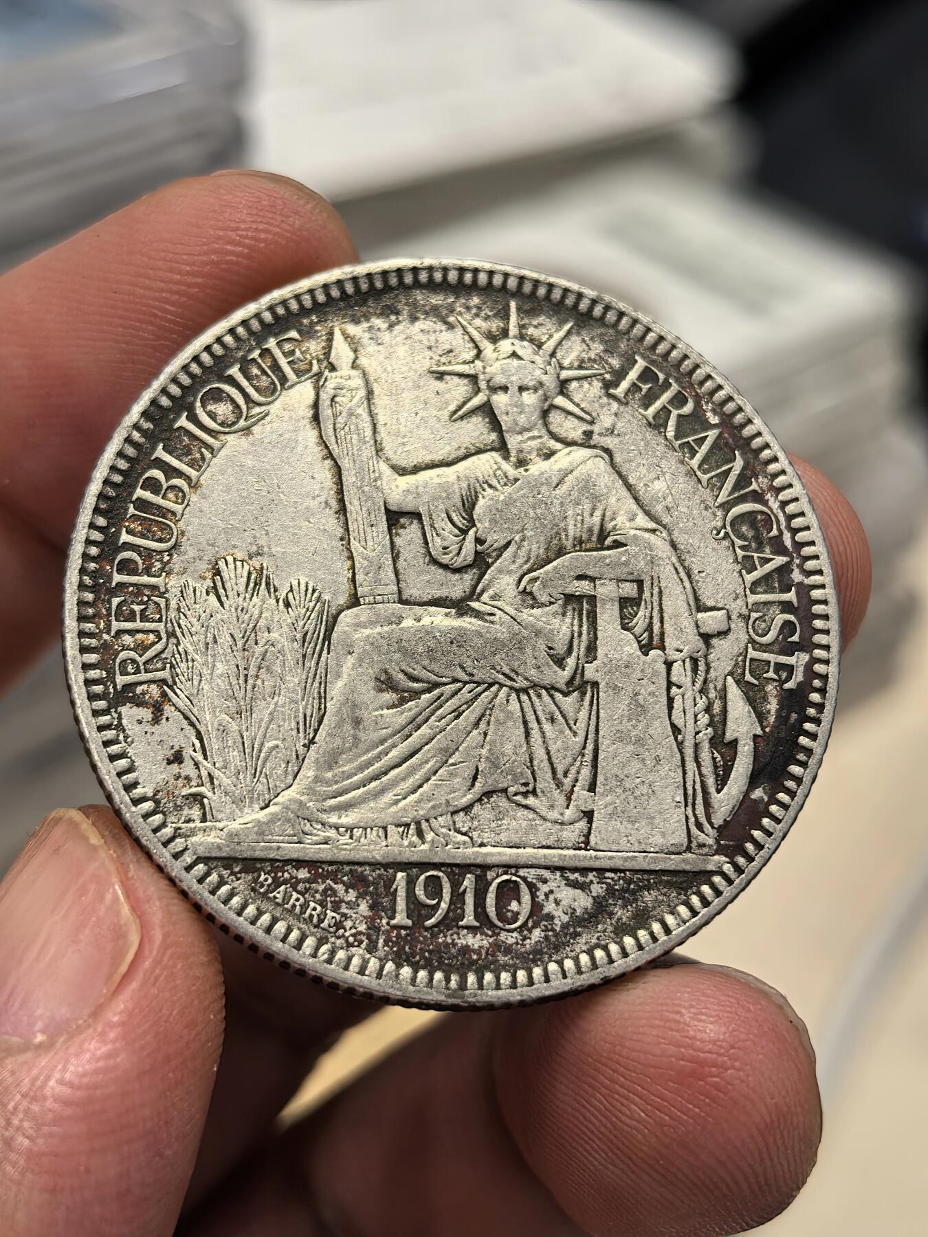 博洋堂世界钱币拍卖第143期（全场包邮） 法属印支1910年坐洋大银币，五珍之一