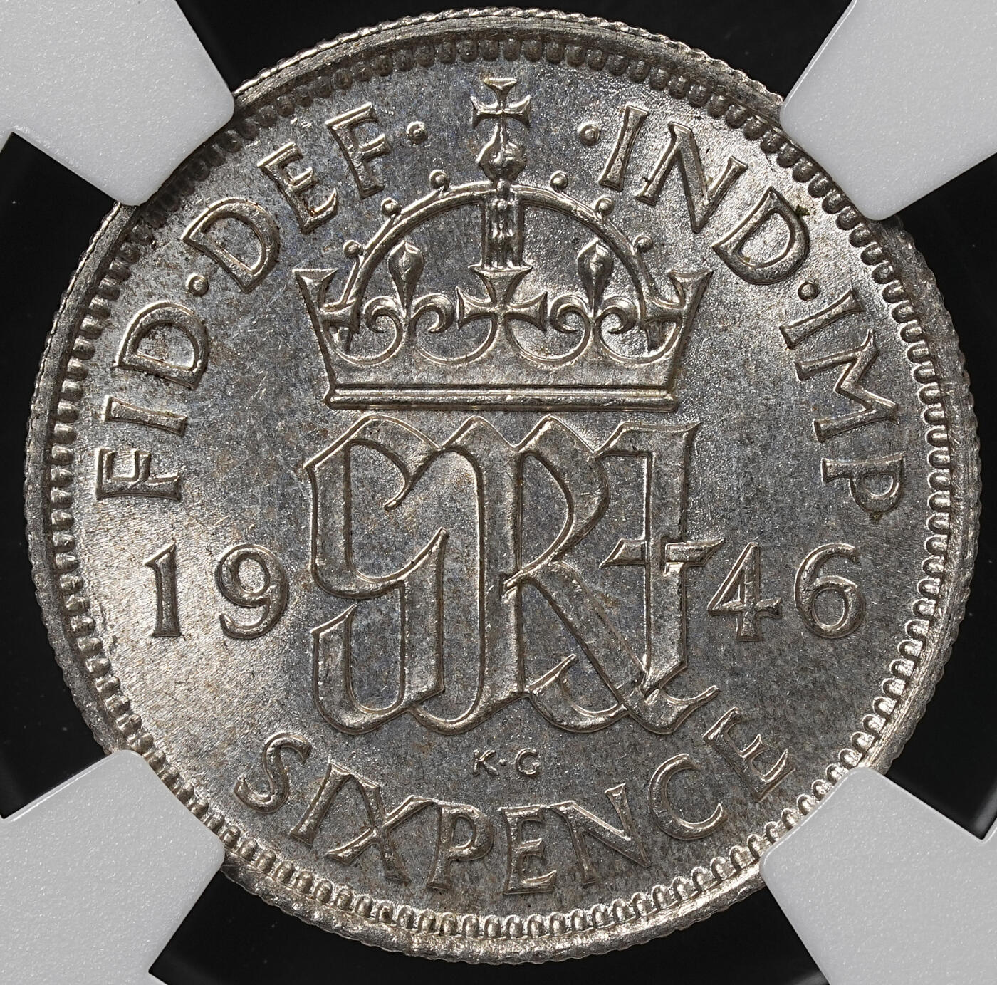 修遠堂世界钱币第八十九期 NGC MS64 1946年英国6便士银币