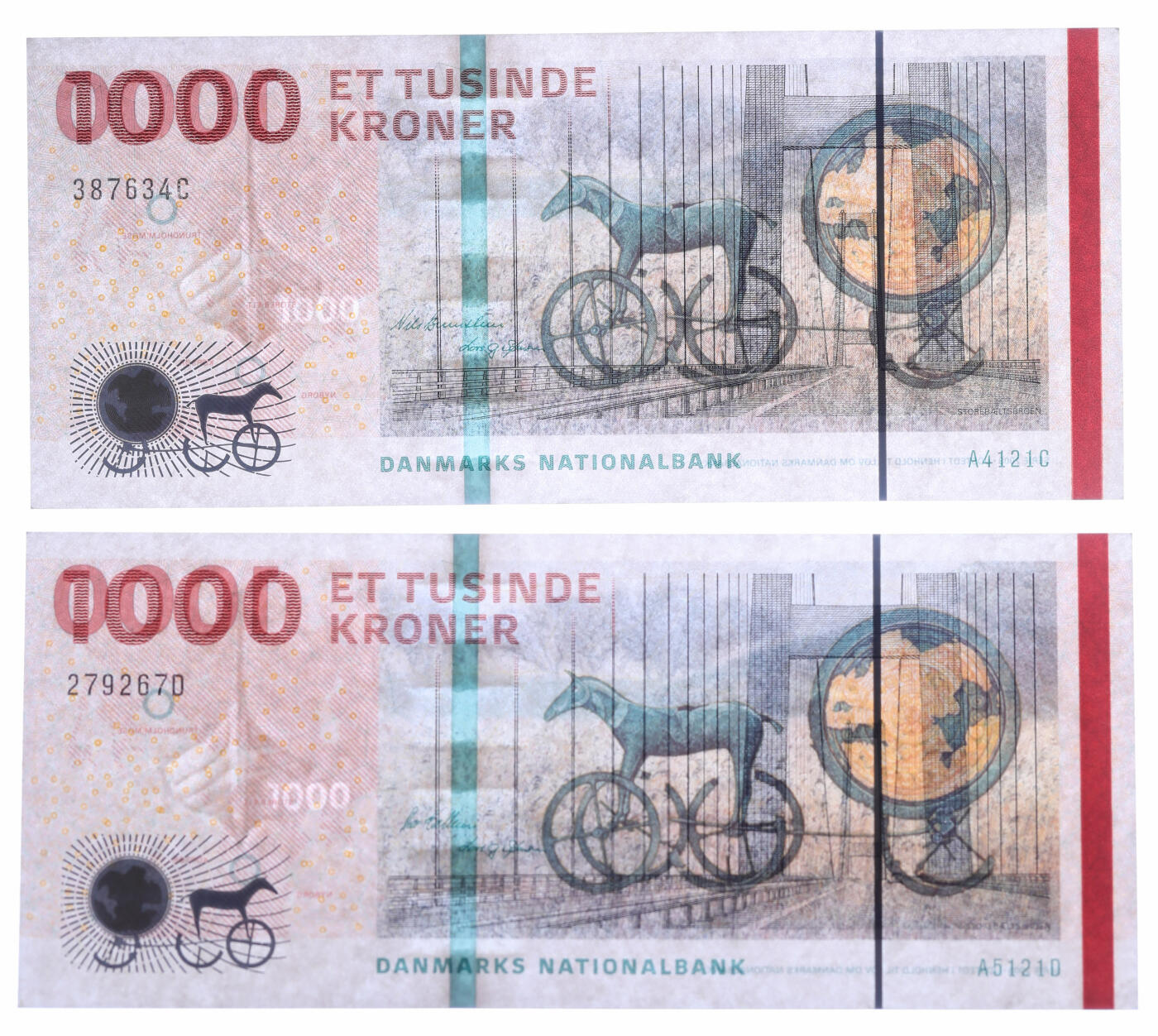 泓盛2025年秋季拍卖会 纸币 丹麦国家银行2012年版1000克朗共2枚，仅在少数机构流通，设计精美，印制精良，十分美观，九八成新