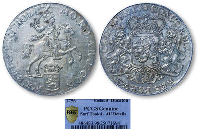 德泉缘2025年北京秋季拍卖会 - 荷兰大马剑银币一枚 PCGS AU98 25071694 重32.78g