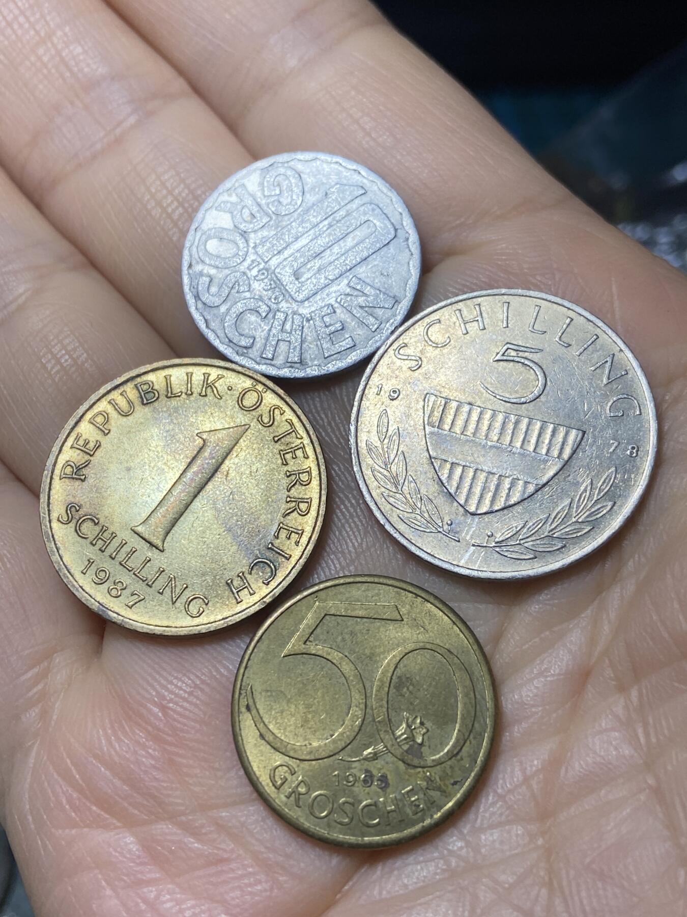 2025年第一百一十一场(总第一百三十七场）外国好品散币(免佣金) 奥地利🇦🇹4枚：1970年10格罗申，1987年1先令，1978年5先令，1965年50格罗申