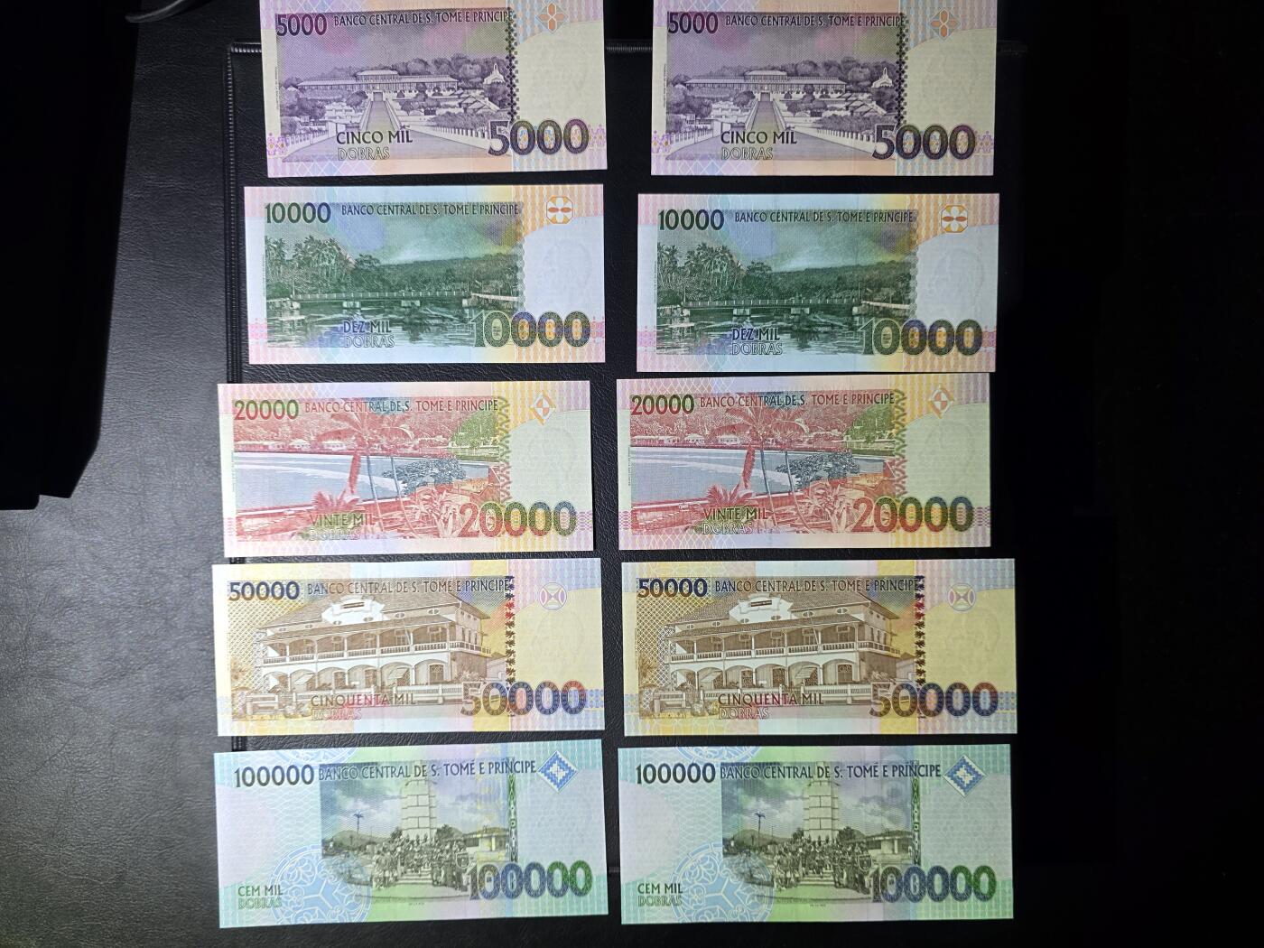 叁拾收藏第32期 圣多美与普林西比上一版本5张一套共2套一起（全部都是首发字冠） UNC