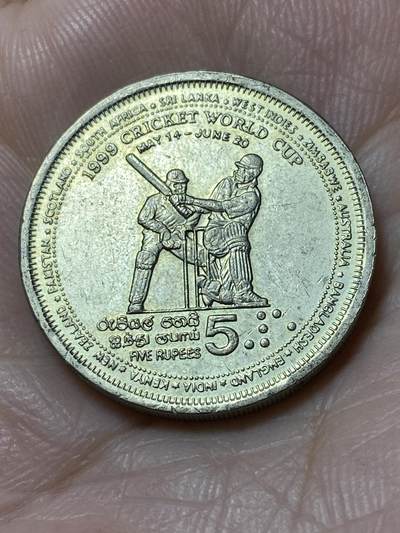 2025年第一百一十一场(总第一百三十七场）外国好品散币(免佣金) - 少见–斯里兰卡🇱🇰1999年5卢比(1999年板球世界杯纪念币)