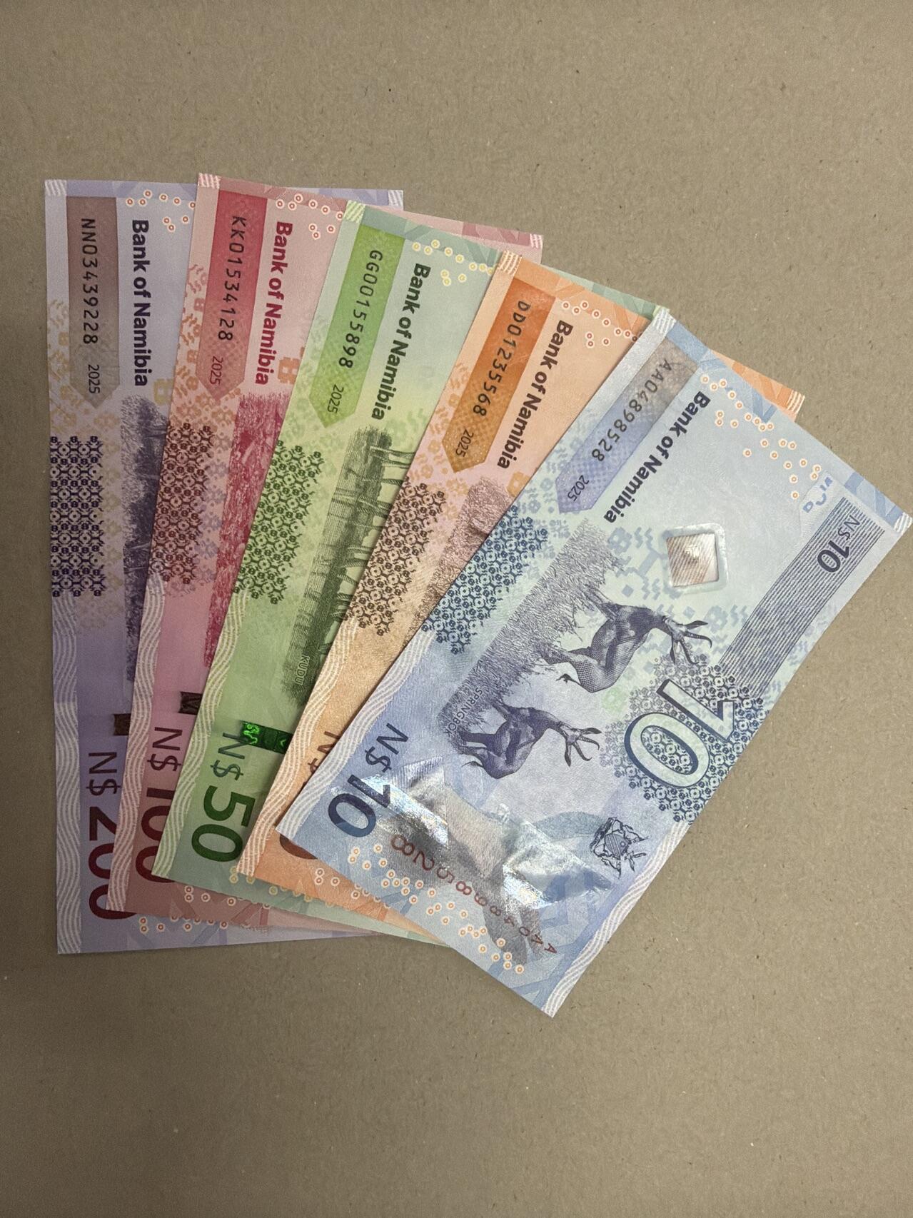 新版2025年纳米比亚10-200元套币（尾一同套币） （竞价）尾8