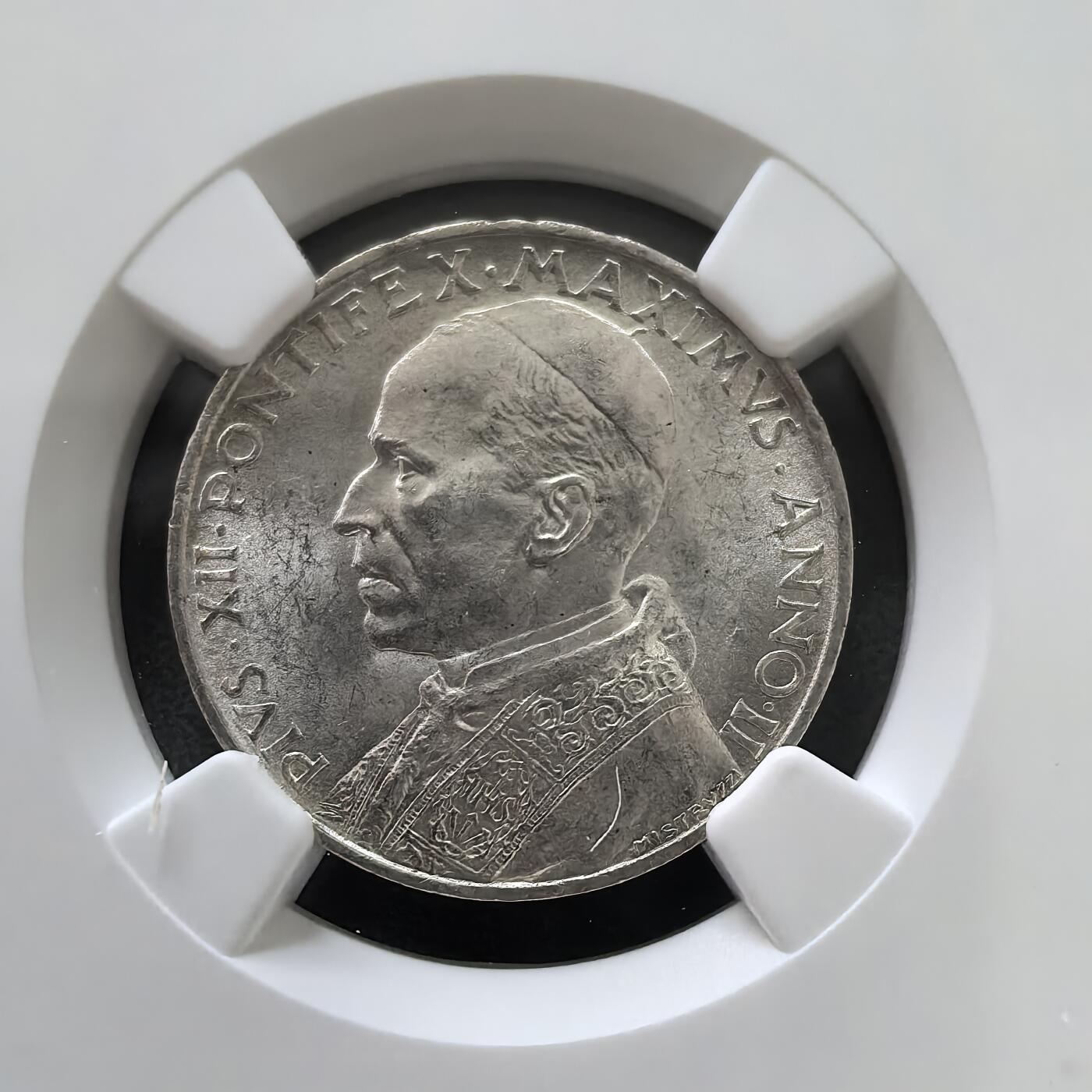 道一币馆币章第一百五十一场 NGC MS63 梵蒂冈1940年5里拉银币