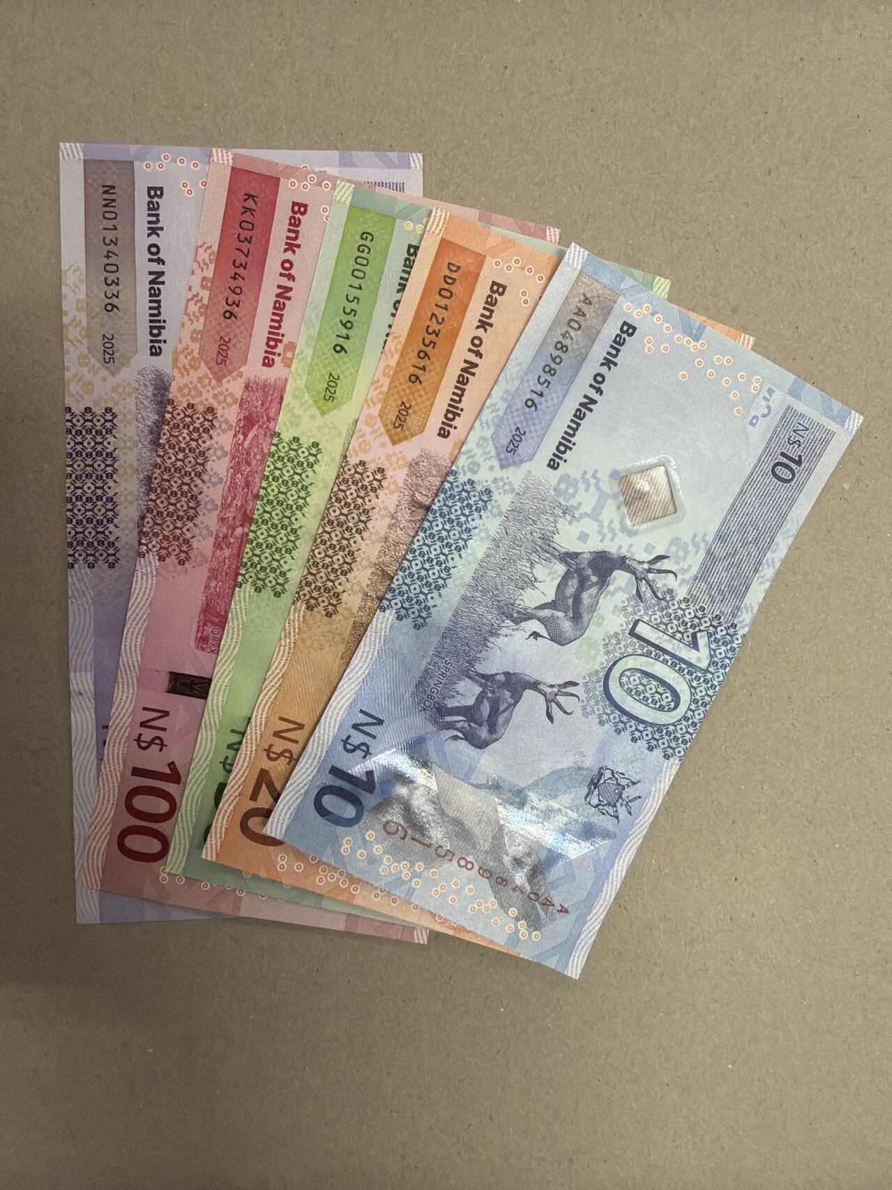 新版2025年纳米比亚10-200元套币（尾一同套币） 尾6