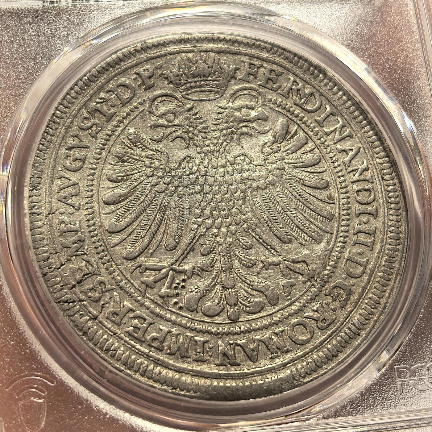 博洋堂世界钱币拍卖第143期（全场包邮） PCGS UNCD 神罗纽伦堡1626年双头鹰大泰勒银币，四百年老银币，打制清晰，羽毛饱满。