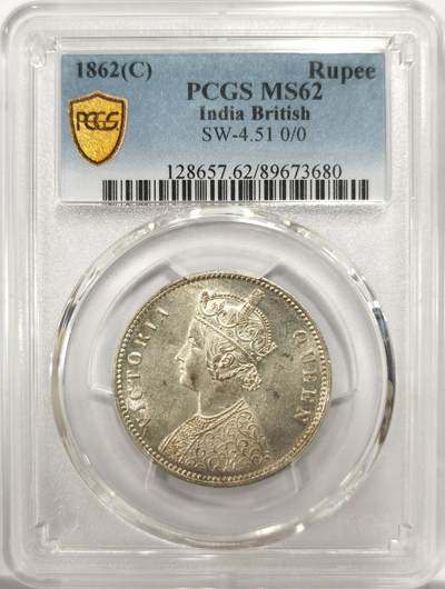 博洋堂世界钱币拍卖第143期（全场包邮） - PCGS MS62 英属印度1840年C版维多利亚1卢比银币，少见C版