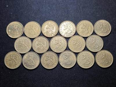 KK钱币收藏小铺 第355场 2月预留时间 周末发货 -  芬兰10芬尼铜币一组17枚