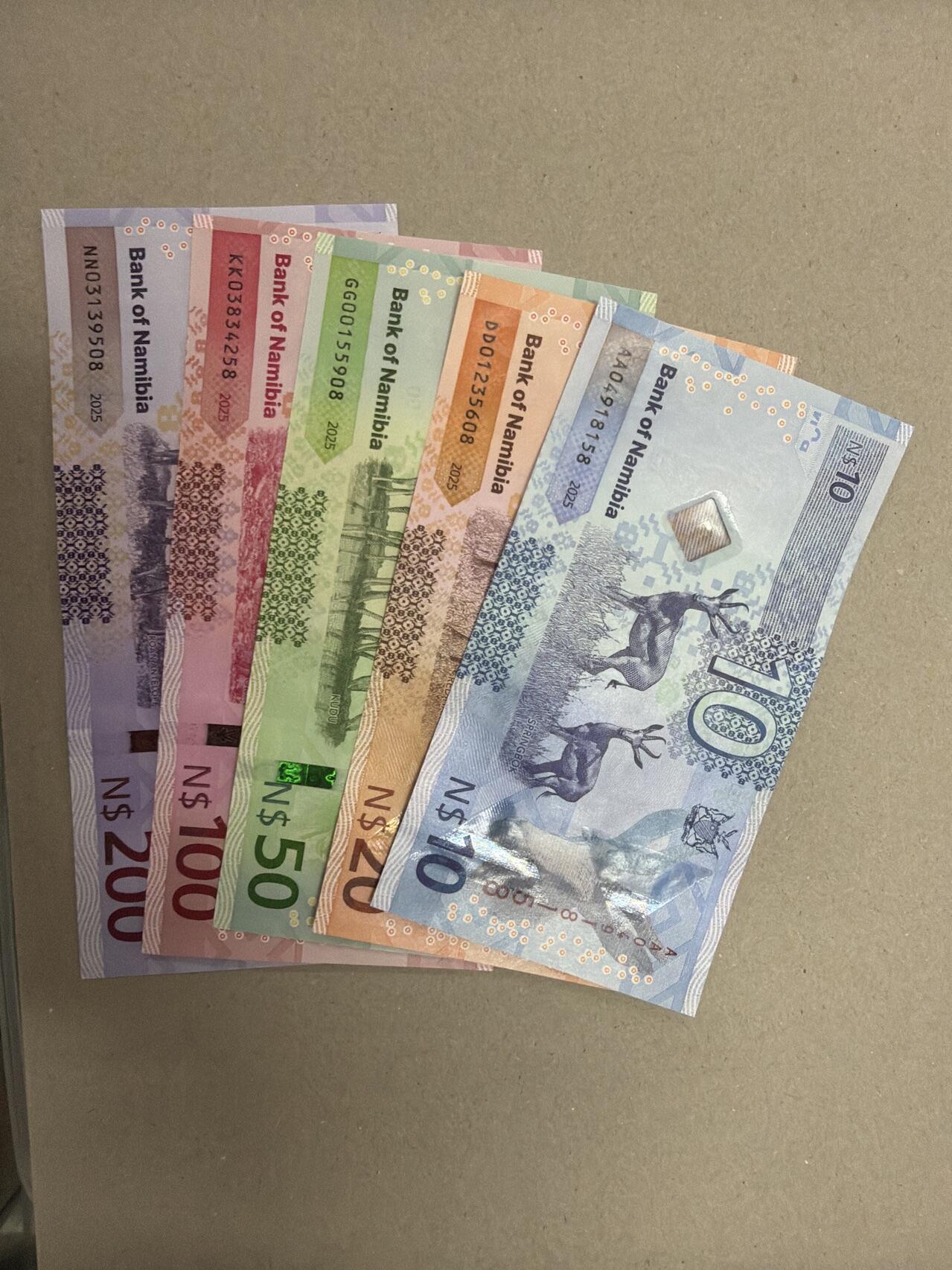 新版2025年纳米比亚10-200元套币（尾一同套币） （竞价）尾8