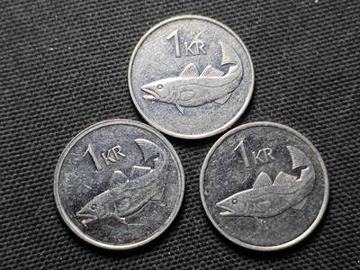 KK钱币收藏小铺 第355场 2月预留时间 周末发货 - 冰岛1克朗3枚 