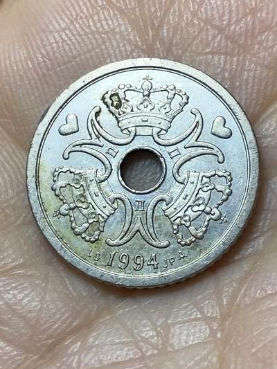 2025年第一百一十一场(总第一百三十七场）外国好品散币(免佣金) - 丹麦🇩🇰1994年1克朗(玛格丽特二世时期，LG; JP; A版)