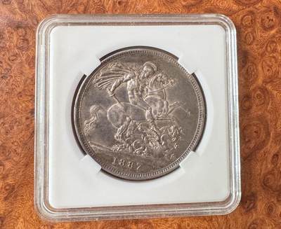 得物收藏 Chase Auction 第34期 - - 外钞、民国钞和人民币混合场！持续更新中！ 1887年 英国维多利亚马剑克朗，原光！