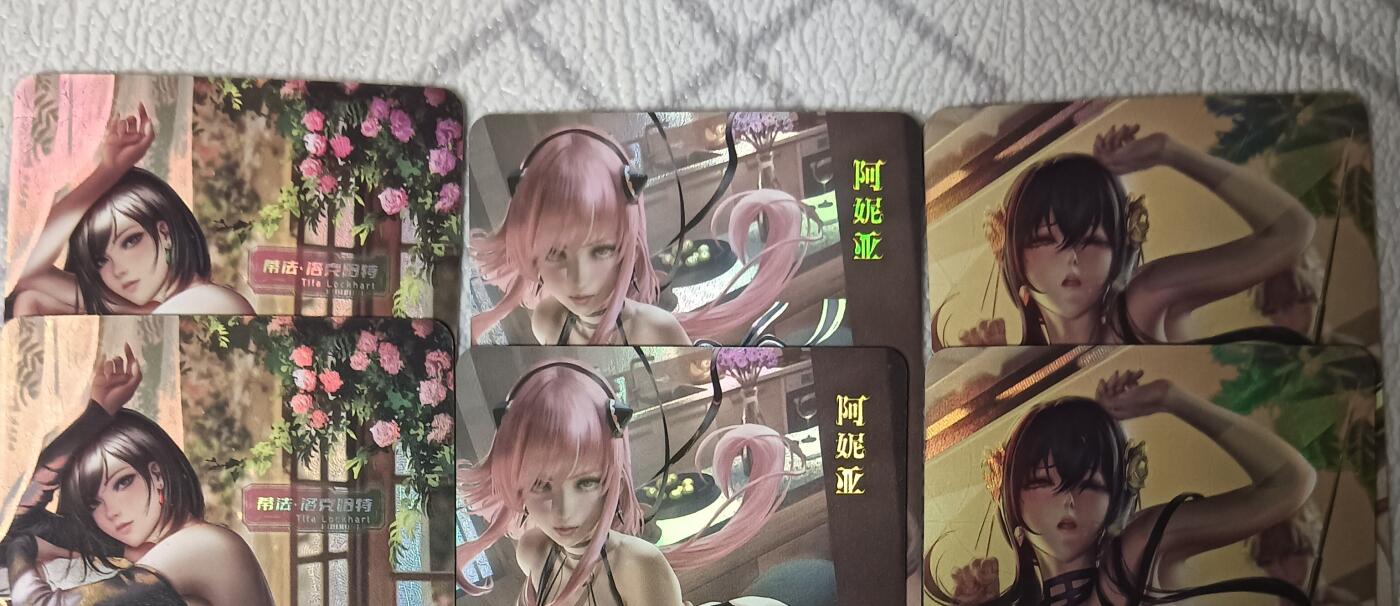 花开卡拍第43期（10月19号周日截拍，品控勿拍!!!拍品不寄存，运费5元，自制卡难免瑕疵，可能存在轻微撞角爆边等出厂瑕疵，品控介意勿拍！） 蒂法阿妮亚约尔 艺术对卡 彩闪6张