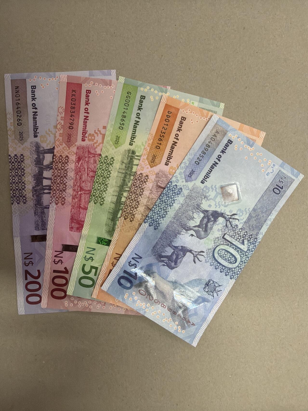 新版2025年纳米比亚10-200元套币（尾一同套币） 尾0