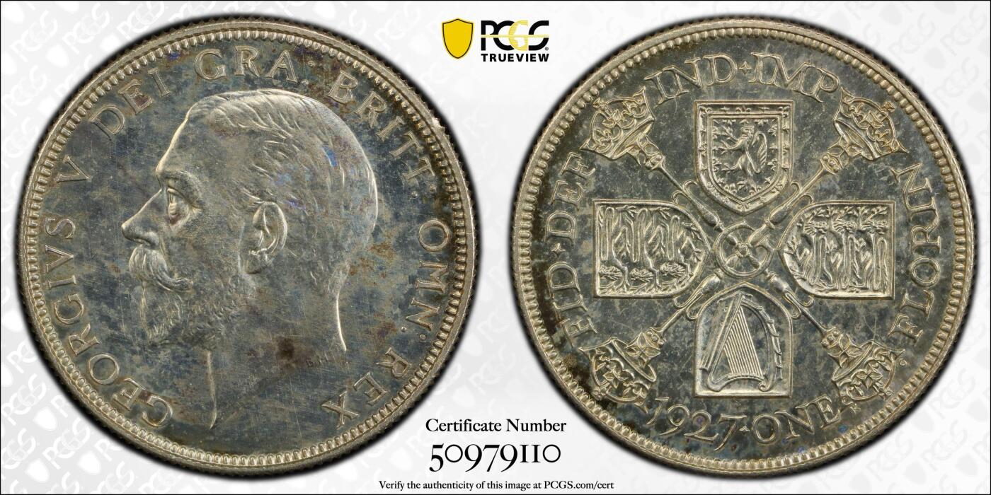 博洋堂世界钱币拍卖第143期（全场包邮） PCGS PR63 英国1927年乔治五世2先令精制银币